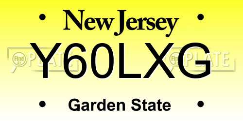 Y60LXG New Jersey License Plate