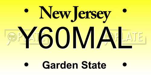 Y60MAL New Jersey License Plate