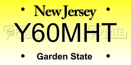 Y60MHT New Jersey License Plate
