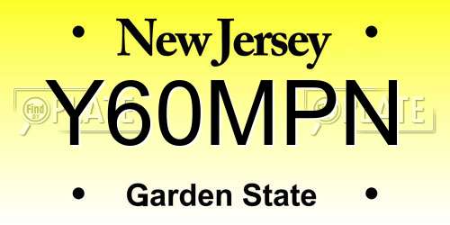 Y60MPN New Jersey License Plate