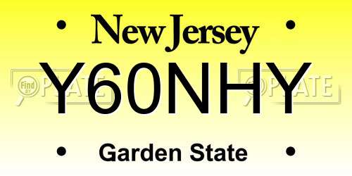 Y60NHY New Jersey License Plate