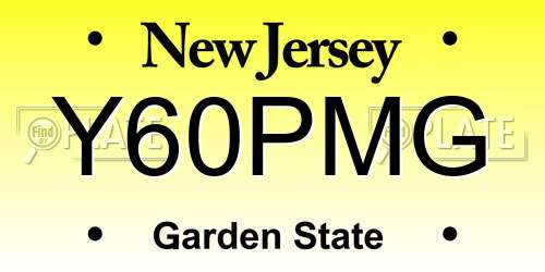 Y60PMG New Jersey License Plate