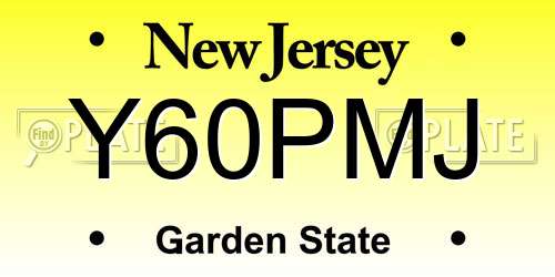 Y60PMJ New Jersey License Plate