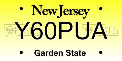 Y60PUA New Jersey License Plate