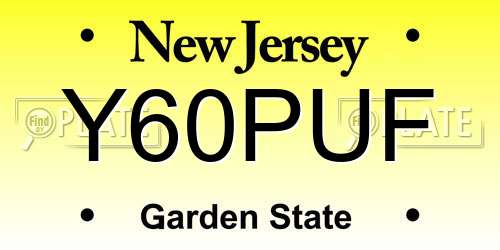 Y60PUF New Jersey License Plate