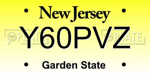 Y60PVZ New Jersey License Plate