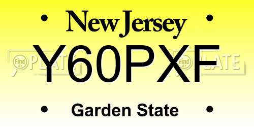 Y60PXF New Jersey License Plate