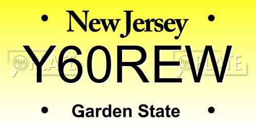 Y60REW New Jersey License Plate