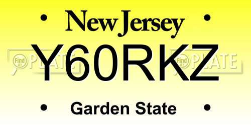Y60RKZ New Jersey License Plate