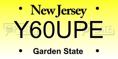 Y60UPE New Jersey License Plate