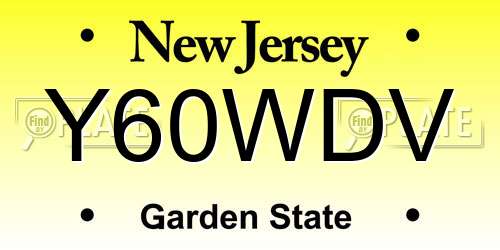 Y60WDV New Jersey License Plate