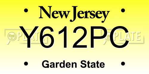 Y612PC New Jersey License Plate