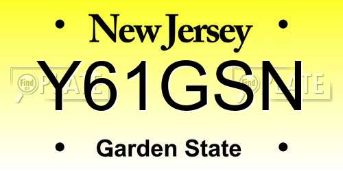 Y61GSN New Jersey License Plate