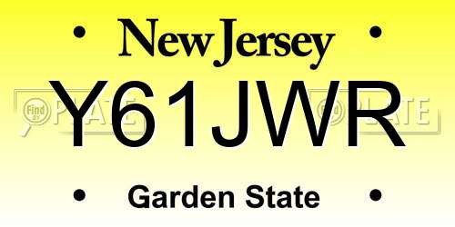 Y61JWR New Jersey License Plate
