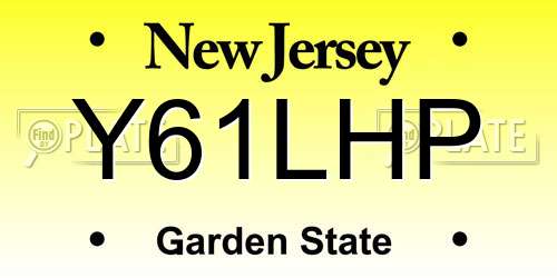 Y61LHP New Jersey License Plate