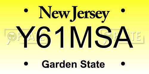 Y61MSA New Jersey License Plate