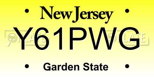 Y61PWG New Jersey License Plate