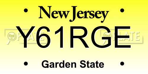 Y61RGE New Jersey License Plate