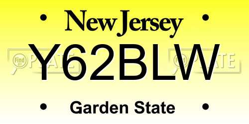 Y62BLW New Jersey License Plate