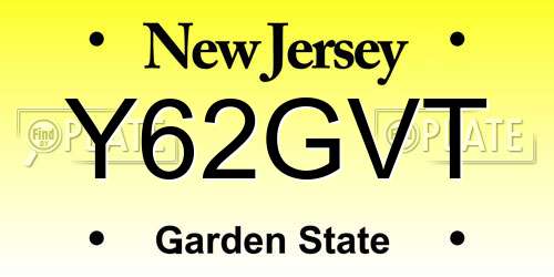 Y62GVT New Jersey License Plate