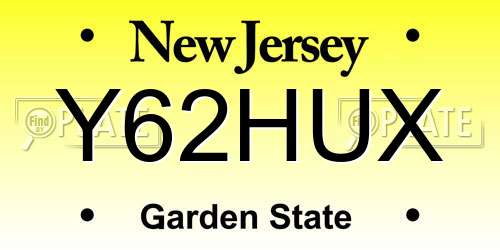 Y62HUX New Jersey License Plate