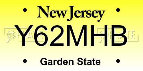 Y62MHB New Jersey License Plate