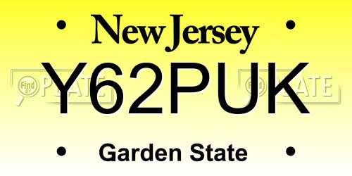 Y62PUK New Jersey License Plate