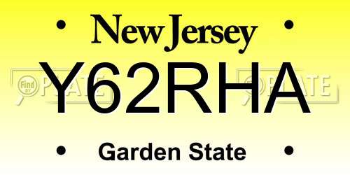 Y62RHA New Jersey License Plate