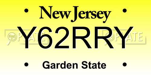Y62RRY New Jersey License Plate