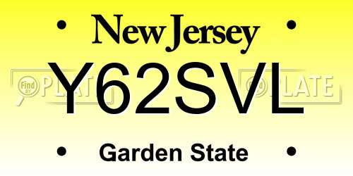 Y62SVL New Jersey License Plate