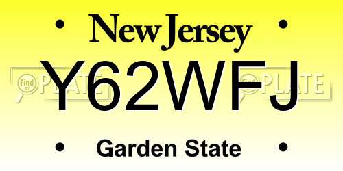 Y62WFJ New Jersey License Plate