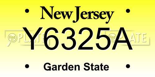 Y6325A New Jersey License Plate
