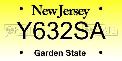 Y632SA New Jersey License Plate
