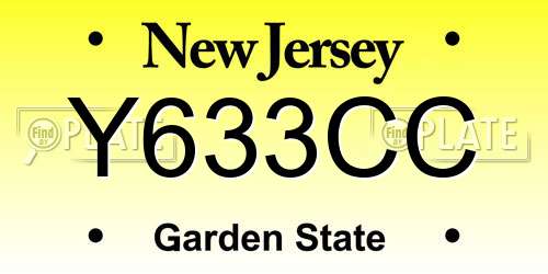 Y633CC New Jersey License Plate