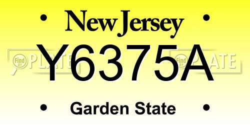 Y6375A New Jersey License Plate