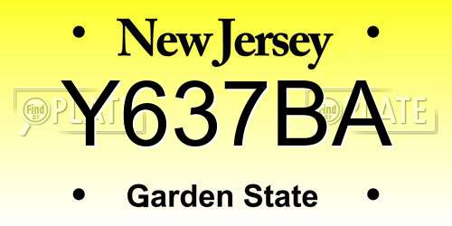 Y637BA New Jersey License Plate