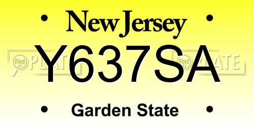 Y637SA New Jersey License Plate