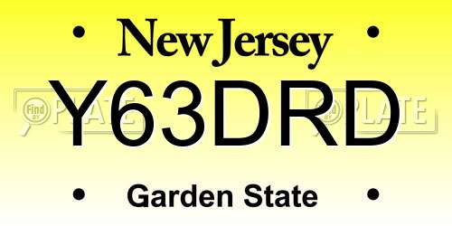Y63DRD New Jersey License Plate