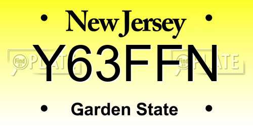 Y63FFN New Jersey License Plate