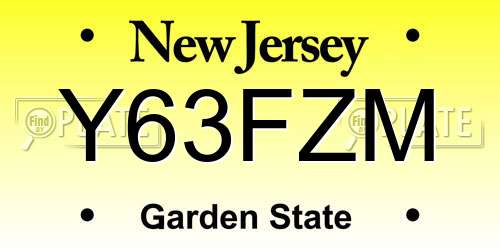 Y63FZM New Jersey License Plate