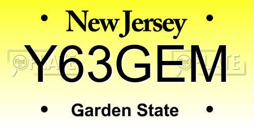 Y63GEM New Jersey License Plate