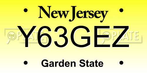 Y63GEZ New Jersey License Plate