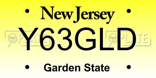 Y63GLD New Jersey License Plate