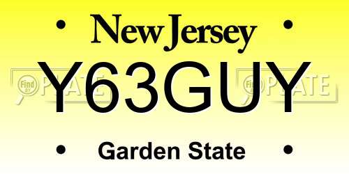 Y63GUY New Jersey License Plate