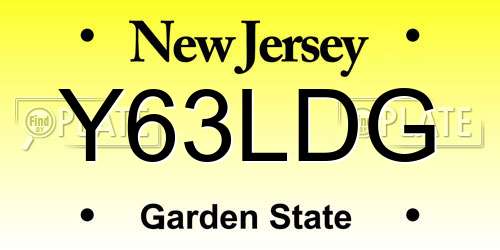 Y63LDG New Jersey License Plate