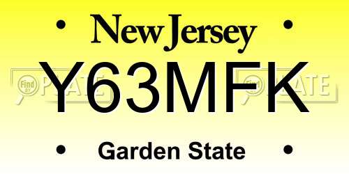 Y63MFK New Jersey License Plate