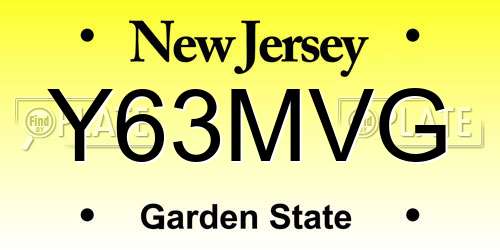 Y63MVG New Jersey License Plate