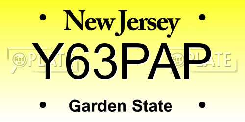 Y63PAP New Jersey License Plate