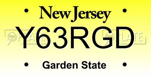 Y63RGD New Jersey License Plate