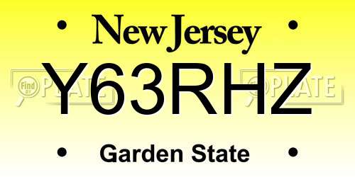 Y63RHZ New Jersey License Plate